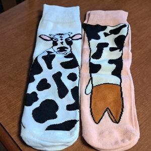Cow Print Novelty Socks - Black and White